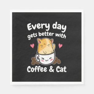 Guardanapo De Papel Café Engraçado E Gato Diz Amante De Cafeína Barist
