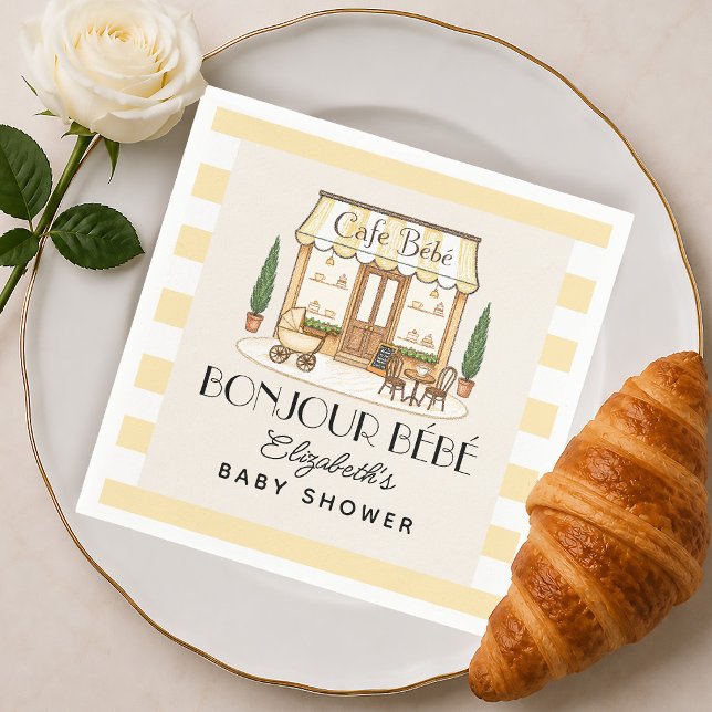 Guardanapo De Papel Café Francês Paris Bébé Chá de Bebê Neutro (Criador carregado)