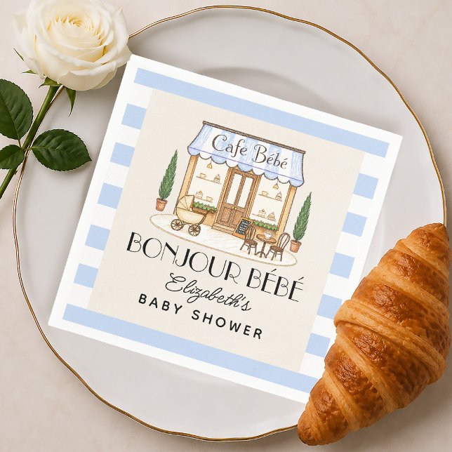 Guardanapo De Papel Café Francês Paris Chá de Bebê Menino (Criador carregado)