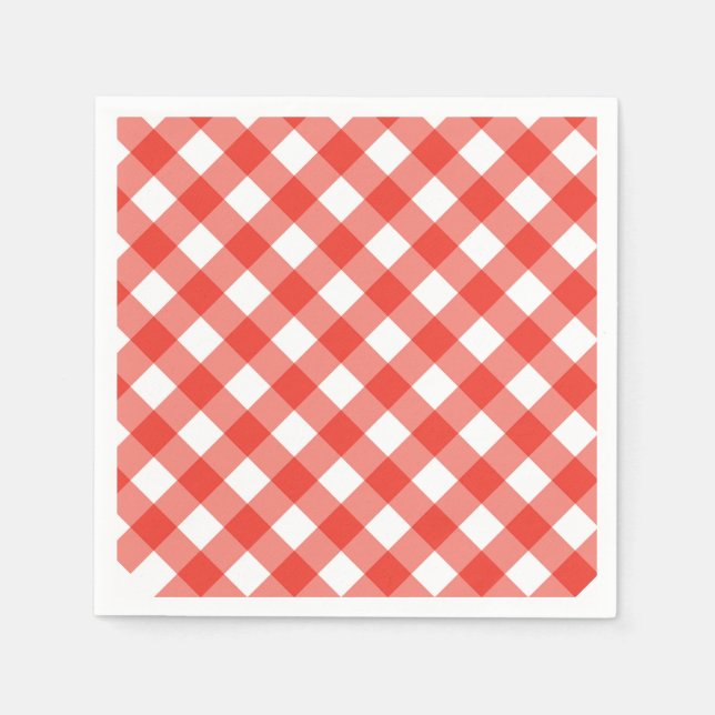Guardanapo De Papel Café italiano Red Gingham (Frente)