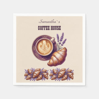 Guardanapo De Papel Cafe Personalizado Merch Croissant Vintage Com Lav
