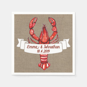 Guardanapo De Papel Cajun Crawfish & Faux Burlap   Personalizado