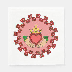 Guardanapo De Papel Caladagh e Red Knotwork a rosa