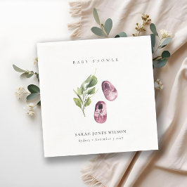 Guardanapo De Papel Calçado de folhagem verde-rosa Chá de fraldas