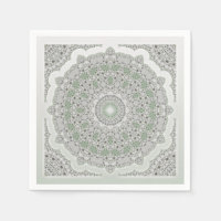 Caleidoscópio Fractal Mandala - cinza verde