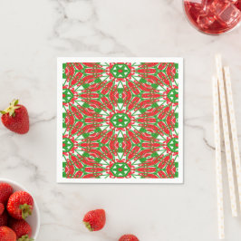 Guardanapo De Papel Caleidoscópio vermelho, verde e branco