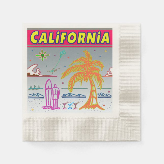 Guardanapo De Papel "CALIFÓRNIA" Surfer Beach Napkins