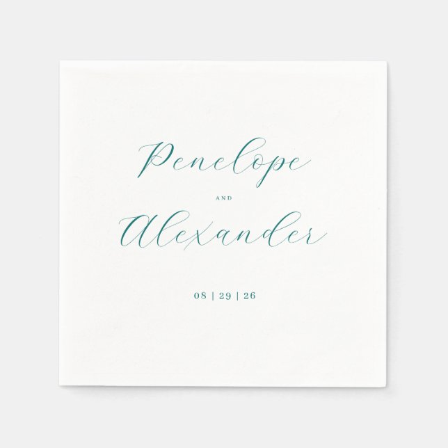 Guardanapo De Papel Caligrafia Azul Elegante (Frente)