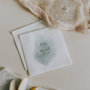 Guardanapo De Papel Caligrafia Casamento Verde e Branco Napkins