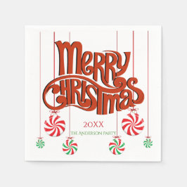 Guardanapo De Papel Caligrafia de Natal Red Merry