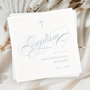 Guardanapo De Papel Caligrafia de Script Elegante Azul Empoeirado Bati