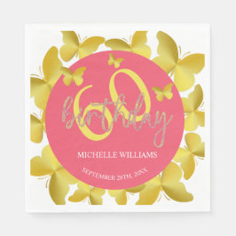 Guardanapo De Papel Caligrafia Dourada à borboleta Elegante