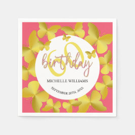 Guardanapo De Papel Caligrafia Dourada à borboleta Elegante