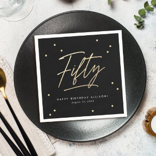 Guardanapo De Papel Caligrafia Dourada moderna 50º aniversário