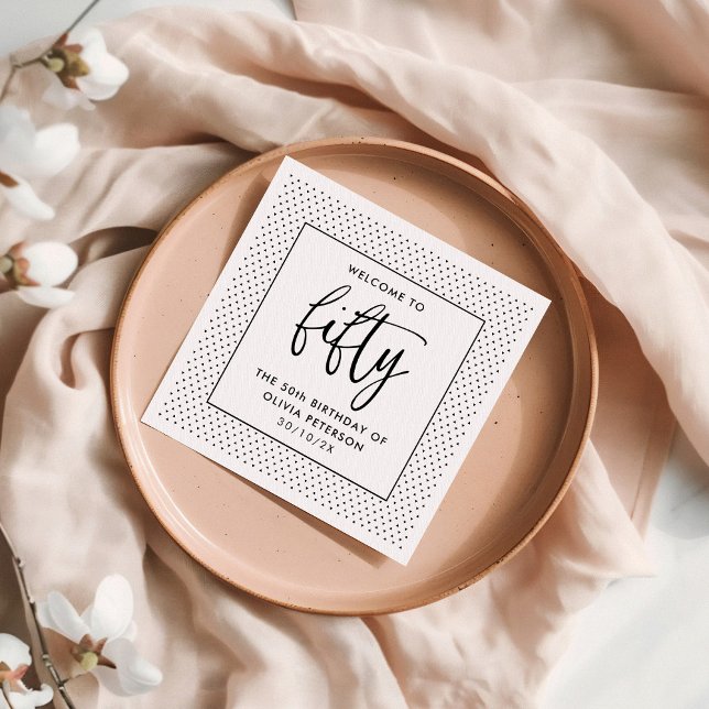 Guardanapo De Papel Caligrafia Elegante - Festa de aniversário 50ª Min (Criador carregado)