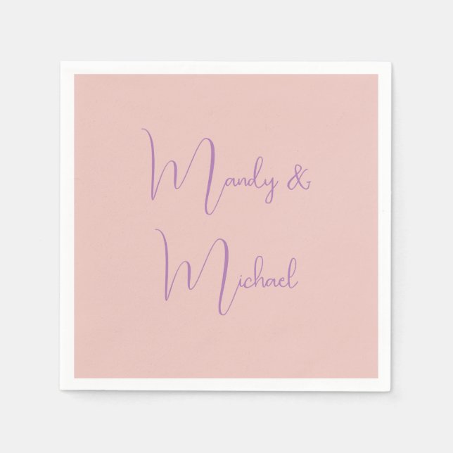 Guardanapo De Papel Caligrafia Elegante Rosa Dourado Simples Nome (Frente)