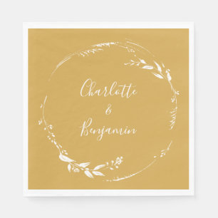 Guardanapo De Papel Caligrafia Floral Amarelo Boho Personalizada