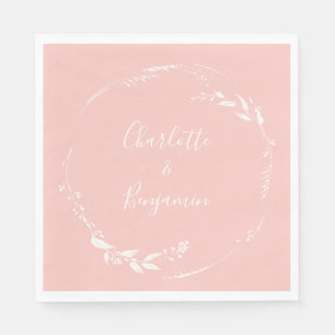 Guardanapo De Papel Caligrafia Floral Cor-de-Rosa Esbranquiçada Perso