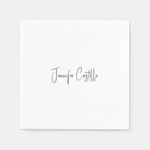 Guardanapo De Papel Caligrafia Minimalista Branca Simples