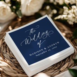 Guardanapo De Papel Caligrafia Moderna e Elegante Casamento Azul Marin