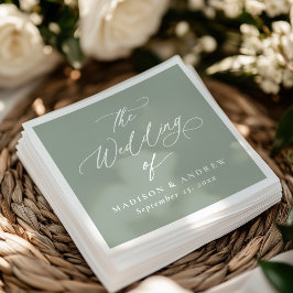 Guardanapo De Papel Caligrafia Moderna e Elegante Casamento Verde Sábi