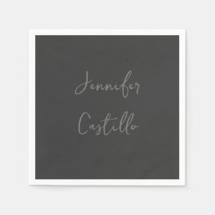 Guardanapo De Papel Caligrafia Moderna Minimalista Cinza Simples