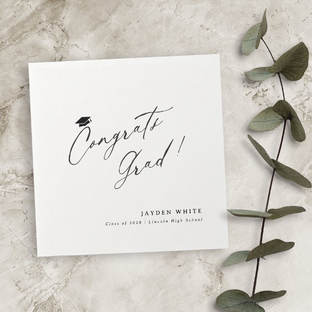 Guardanapo De Papel Caligrafia Moderna Simples Parabéns Graduado (Modern Calligraphy Simple Congrats Graduate Napkins)