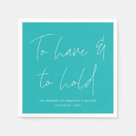 Guardanapo De Papel Caligrafia Moderna Vira Casamento Turquesa