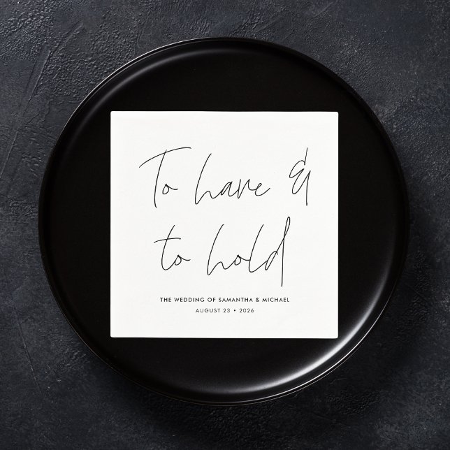 Guardanapo De Papel Caligrafia moderna vislumbra Casamento Branco Negr (Criador carregado)