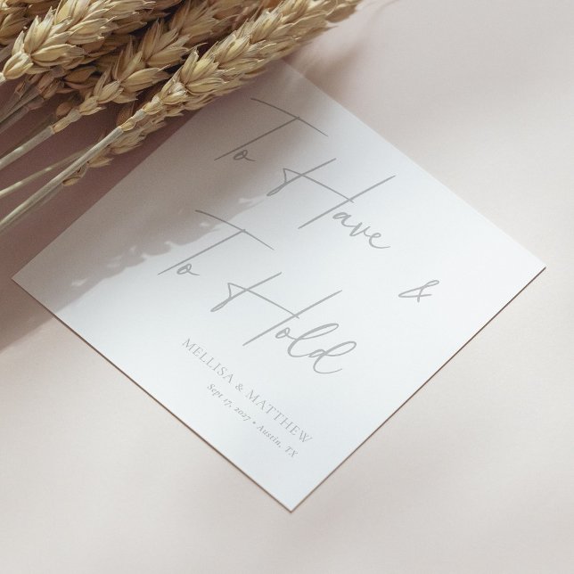 Guardanapo De Papel Caligrafia por prata chic para ter e para manter c (Personalized Chic Silver Calligraphy To Have & to Hold Wedding Napkins)