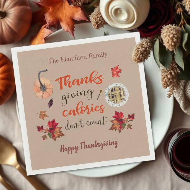 Guardanapo De Papel Calorias de Ação de Graças Não Conte Napkins (Criador carregado)