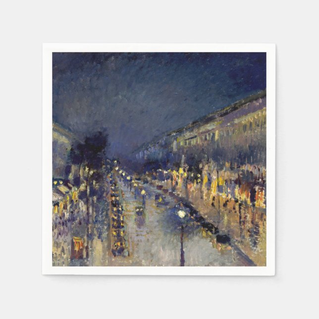 Guardanapo De Papel Camille Pissarro - Boulevard Montmartre à Noite (Frente)
