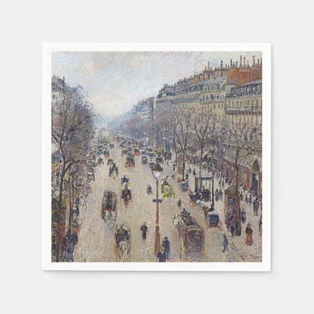 Guardanapo De Papel Camille Pissarro - Boulevard Montmartre, manhã (Frente)