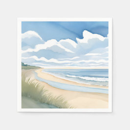 Guardanapo De Papel Caminhada na Praia | Aquarela do Oceano Costeiro