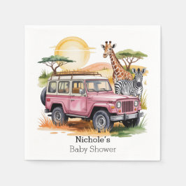 Guardanapo De Papel Caminhão cor-de-rosa com Chá de fraldas Safari