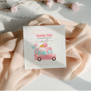 Guardanapo De Papel Caminhão cor-de-Sorvete Aqui está o Aniversário da