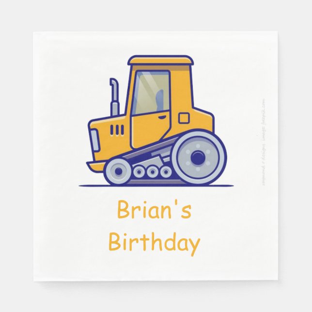Guardanapo De Papel Caminhão de Construção Aniversário Napkins (Frente)