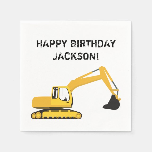 Guardanapo De Papel Caminhão de Construção de Escavador Personalizado (Frente)