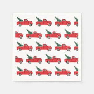 Guardanapo De Papel Caminhão Vermelho com pintura de árvore