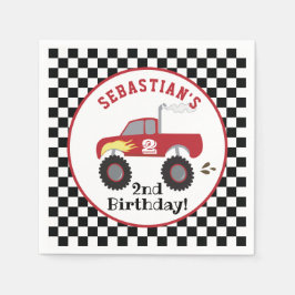 Guardanapo De Papel Caminhão Vermelho Monstro Caminhão Corrida de Aniv