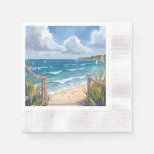 Guardanapo De Papel Caminho da Praia Aquarela Dunas Costeiras Pintura