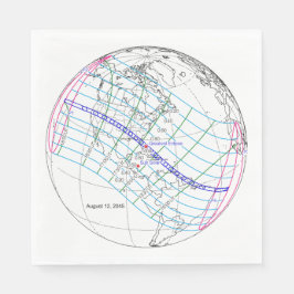 Guardanapo De Papel Caminho Global do Eclipse Solar 2045