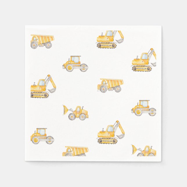 Guardanapo De Papel Caminhões de Construção de Aniversário Dump Trucks (Frente)
