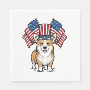 Guardanapo De Papel Camisa de desenho de gravação vintage de Corgi Pat