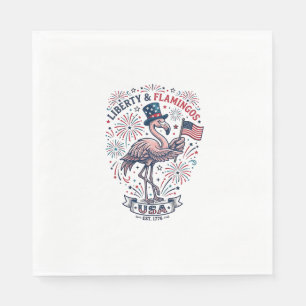 Guardanapo De Papel Camisa de desenho de gravura vintage de flamingo p