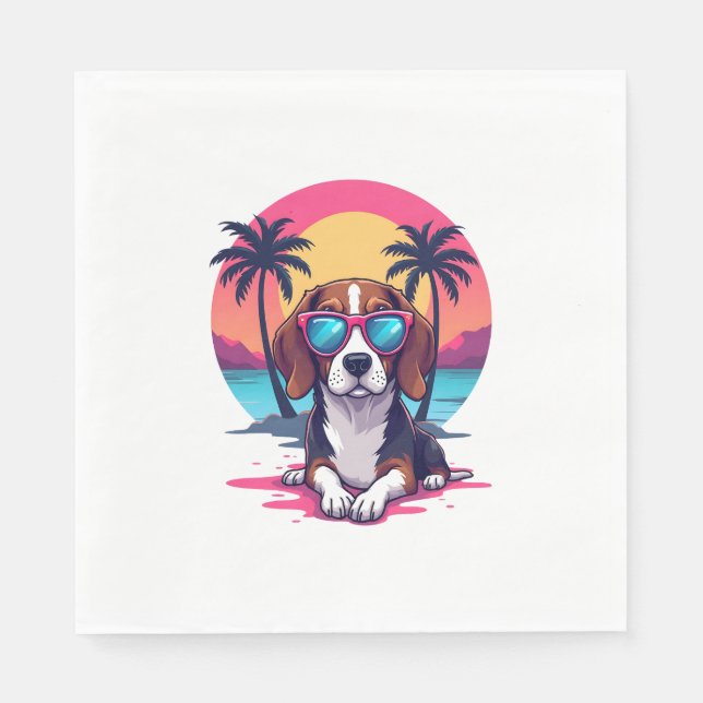 Guardanapo De Papel Camisa De Fundo Do Sol De Beagle, Mãe De Beagle, B (Frente)