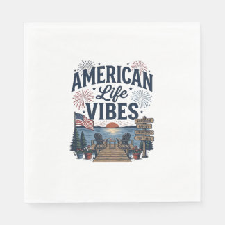 Guardanapo De Papel Camisa Vector do Lago Patriótico Vibes da Vida Ame