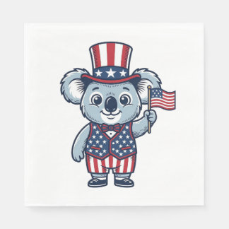 Guardanapo De Papel Camisa Vetorial Koala Patriota Vintage Design_1