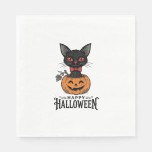 Guardanapo De Papel Camisa Vintage de Halloween Gato Preto Abóbora Des