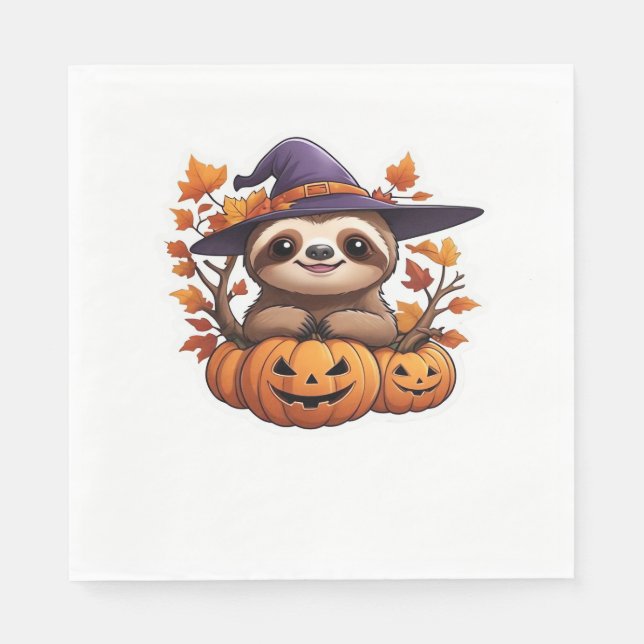 Guardanapo De Papel Camiseta Clássica de Cartoon Halloween Sloth (Frente)